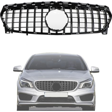 Rejilla del parachoques delantero, plástico ABS de alta calidad, dimensiones 97 cm x 31,5 cm, compatible con CLA-Class W117, ubicación superior delantera, reemplazo directo. (1/5)