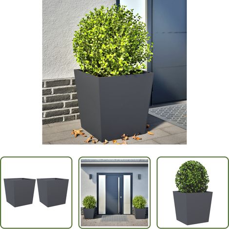 Jardinière en acier - Jardinières 2 pcs anthracite 50x50x50 cm acier (1/5)