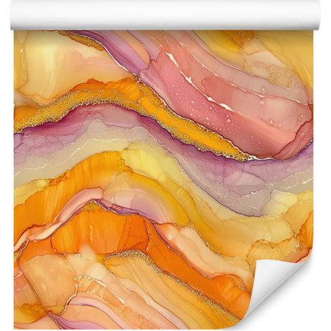 Carta da parati color oro inchiostro, pesca e crema per soggiorno e camera da letto, 50x1000 cm (1/5)