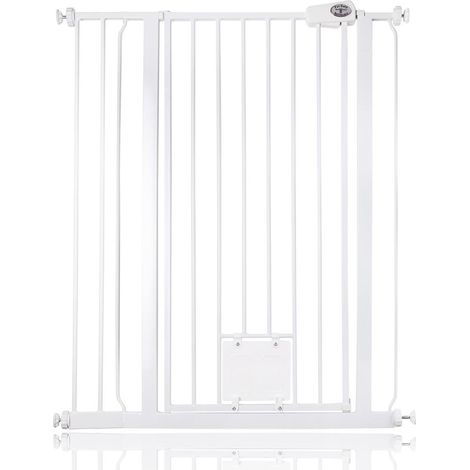 Bettacare Pet Gate with Lockable Cat Flap, 87.9cm - 95.5cm, White, 104cm in Height