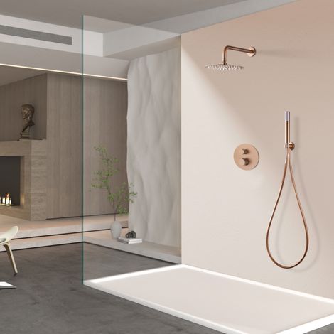Imex - Columna Ducha Empotrada Termostatica Oro Rosa Serie Line (1/4)
