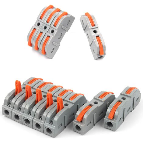 BEBUSINGOTO Connecteurs Electriques Rapide avec Levier, Bornes de Connexion Automatique, domino electrique，1-Fil 2-Entrées et Peut être Librement Combiné,Compact Borne connexion électrique (1/5)
