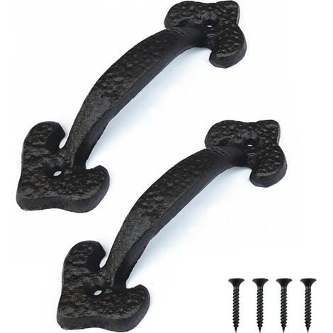 2 Pièces Poignée de Porte en Fonte, Poignée Porte Coulissante, Poignee de Meuble Cuisine, Convient pour les Commodes, les Tiroirs, la Décoration de Meubles DIY (1/4)