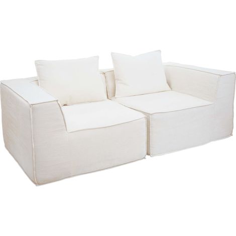 2er-Sofa/Zubehör für Sofa HHG-397, Couch 2-Sitzer Loungesofa, modular Stoff/Textil (300g/m²) 63x194x97cm creme