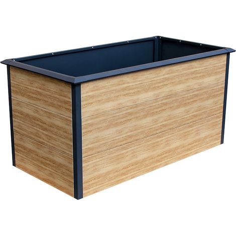 EMMI Metall-Hochbeet Holzdekor 150 x 75 x 77 cm, Stahl verz.