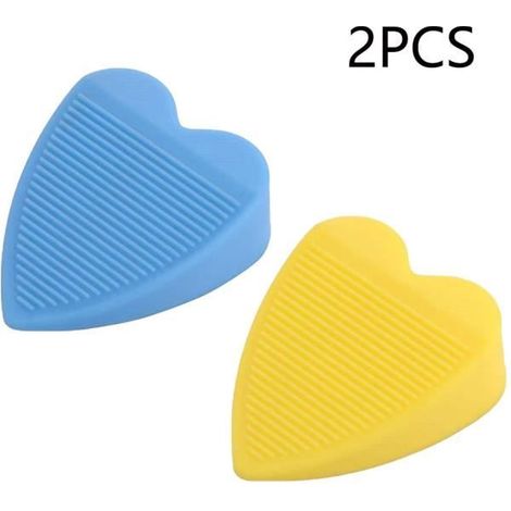 Cale de Porte - Antidérapante - Silicone - Bleu et Jaune - Dimensions 9.6x7.7x2.8cm - 2 pièces (1/4)