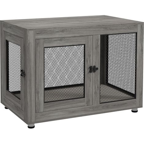 Cage pour grand chien avec 2 portes, coussin lavable et pieds réglables, 94 x 60 x 71,5 cm, gris (1/5)