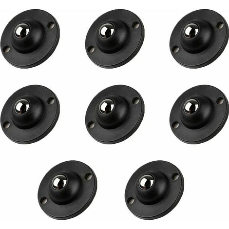 Mini-Roues Pivotantes, Roues Pivotantes à 360 DegréS en Acier Inoxydable à Glissement Muet pour Divers Meubles, BoîTes de Rangement au Fond de la Poubelle(Noir) 8 PCS (1/5)