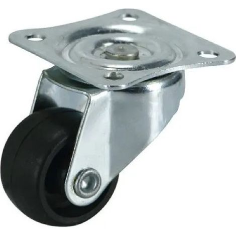 Rueda de perforación D. 40 mm negra con base giratoria, H. 52 mm