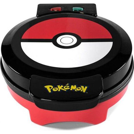 Gaufrier Pokéball rouge 850W – Thermostat réglable 5 niveaux – Surface antiadhésive – Compact 20x11x25 cm – Uncanny Brands