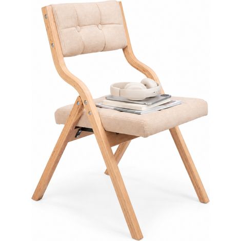 2 gepolsterte Klappstühle aus Holz, Khaki (1/5)