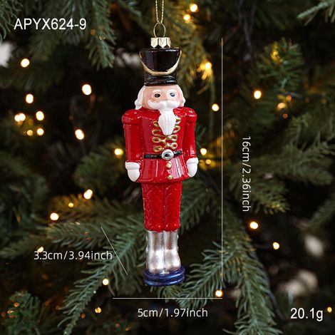 Pendentif décoratif soldat noceur en résine  Peinture colorée rouge et or  Décoration arbre de Noël (1/2)