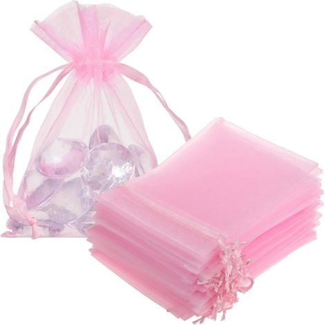 Rosa Organza-Geschenktüten, 10 x 15 cm (100er-Packung) – Ideal für Hochzeiten, Taufen, Geburtstage, Partys und als Firmengeschenk
