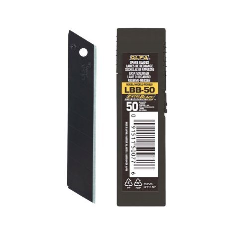 Olfa LBB-50 Lames Segmentées Noir 18 mm 50 pièces