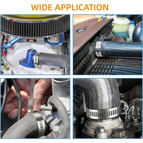 Confezione da 20 fascette stringitubo in acciaio inox color argento, Ø21-44 mm, larghezza 12 mm, a vite senza fine, per applicazioni idrauliche, automobilistiche e meccaniche. (1/5)