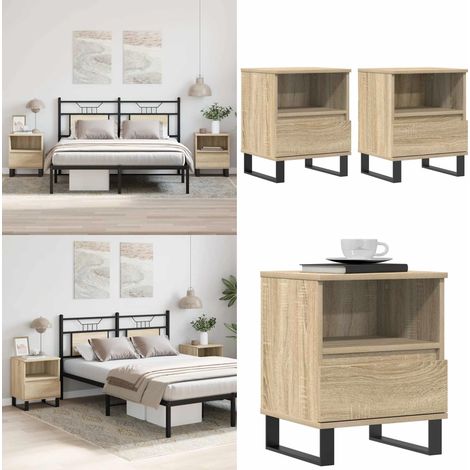Nachttische 2 Stk. Sonoma-Eiche 40x35x50 cm Holzwerkstoff - Nachttisch - Holznachtttisch - Wohnzimmermöbel - Schlafzimmerschreibtisch - Sideboard - Home & Living (1/5)
