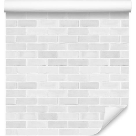 Papel pintado de ladrillo blanco y gris para salón y dormitorio, 50x1000 cm (1/5)