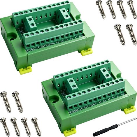 Module de distribution d'alimentation bornier 2x12,30A 300V,2 jeux 2x12 sorties à bornes,montage sur rail DIN,montage sur panneau,Sorties multiples,câblage organisé (1/5)