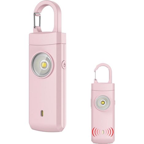 Llavero con alarma personal de 130 dB (paquete de 2) - Con luz - Negro/Rosa (1/5)