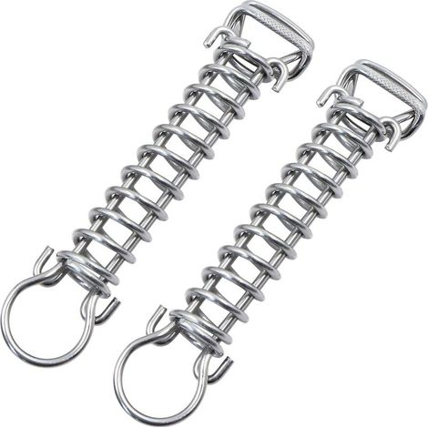 Ressort de tension Ressort de traction avec double crochet Accessoires de fixation, Voiles d'ombrage, Ressort en acier pour tente, store, bateau, caravane, 2 pièces, Acier inoxydable Argent (1/5)