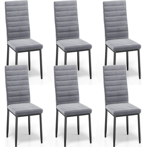 Bealife Set di 6 Sedie da Pranzo Moderne con Rivestimento in Velluto, Struttura Metallo e Piedini con Gomma Antiscivolo - Grigio Chiaro