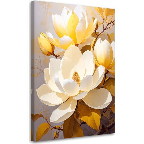 Quadro su tela Magnolie chiare con luce gialla sullo sfondo 20x30 (1/5)