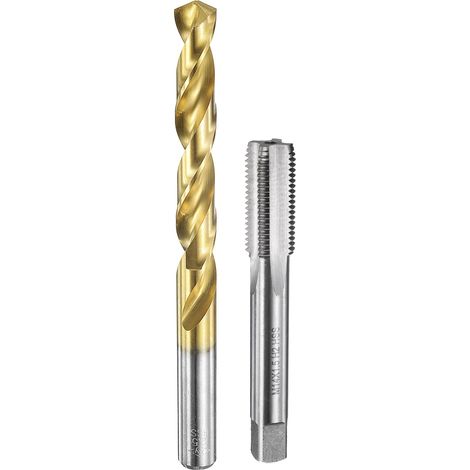 Jeu De Tarauds Et Forets, 1pcs M14 x 1.5 Taraud Métrique À Filet Droit Et 1pcs Foret Hélicoïdal 12.5mm, Non Revêtu/Revêtu Titane HSS-6542 Kit D'Outils De Taraudage (1/5)