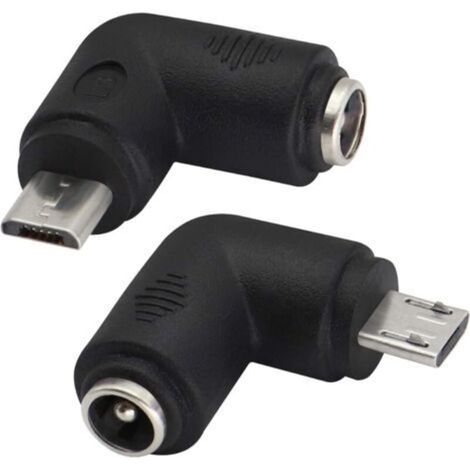 (2er-Pack-Micro) 90 Grad DC5.5x2.1mm auf Micro USB 5V DC Stromversorgungs-Ladeanschluss für Mobiltelefon, Tablet, MP3 und Micro-USB-Gerät (1/5)