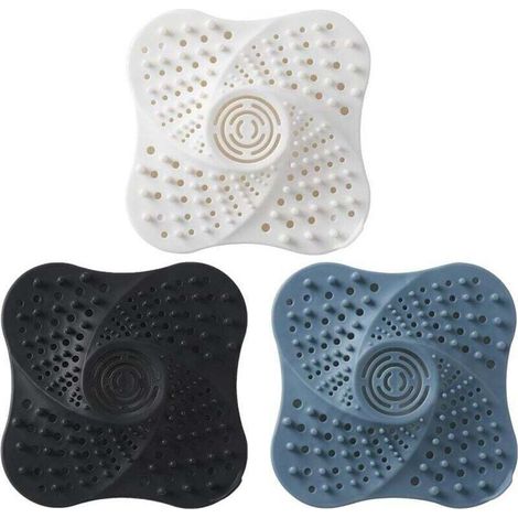 Haarfilter aus Silikon für Waschbecken und Dusche – 3-teiliges Set mit Saugnapf, waschbar und wiederverwendbar