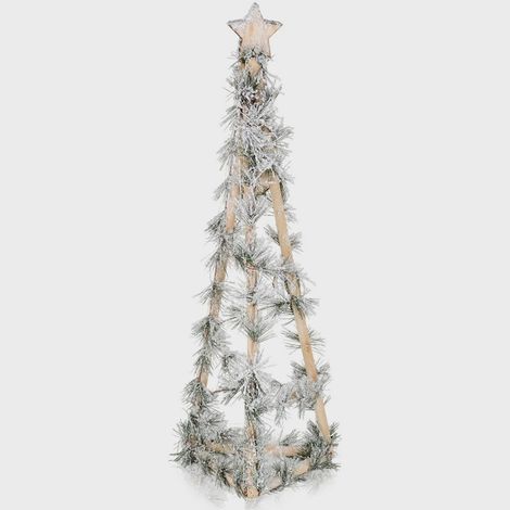 Albero di Natale a cono in legno da 68 cm con luci a LED