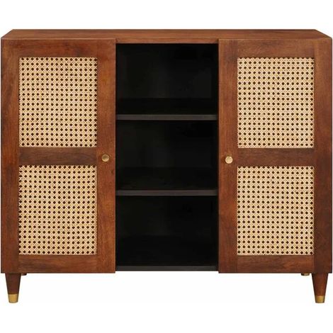 Buffet de Cuisine en Bois de Manguier Massif, Meuble Rangement 90 x 33,5 x 75 cm, Crédence Moderne pour Salon et Salle à Manger (1/5)