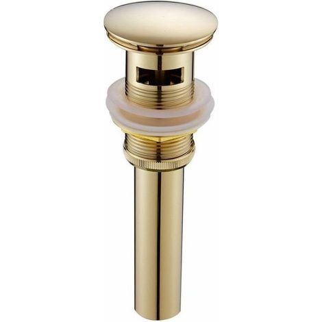 Moderne Pop-up Rétro Bouchon Bonde de Lavabo Vidange Clic-clac avec Trop-Plein en Laiton Doré Universel Valve Draineur d’Evier Vasque Siphon avec Trou de Débordement Poli- avec Trop-Plein (1/4)
