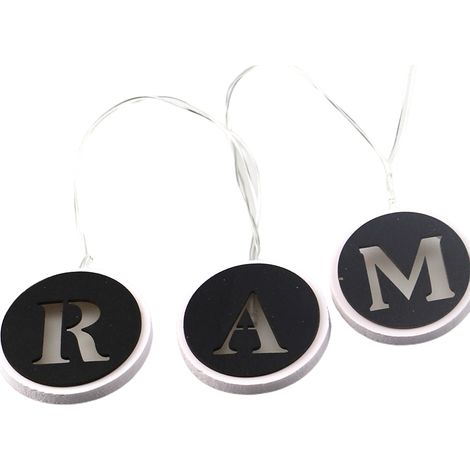 Ramadan LED-Lichterkette mit Anhänger in hohlen Holzbuchstaben für die Heimdekoration zum Ramadan-Fest und Eid Mubarak (1/3)