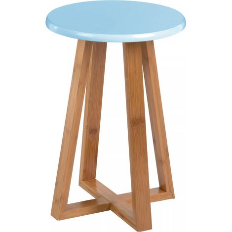 Premier Housewares Viborg Blue Bamboo Round Stool