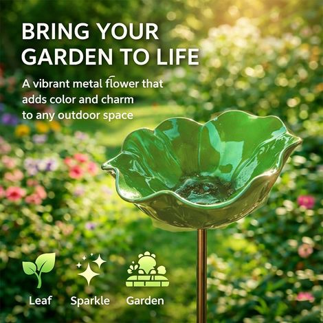 Abreuvoir à oiseaux en métal avec fleurs, résistant à l'hiver et aux insectes, pour terrasse, convient aux jardins, cours, etc.