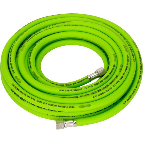 Draper 31734 High Visibility Hybrid Air Hose, 10m x 8mm, 1/4"" BSP, Green