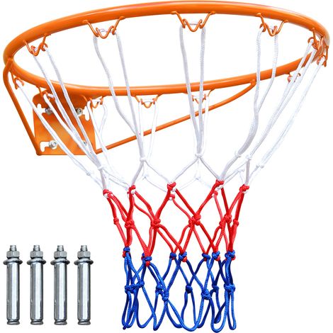 Anneau de Basketball 45,72 cm avec filet en nylon, montage mural pour terrains intérieurs et extérieurs (1/5)