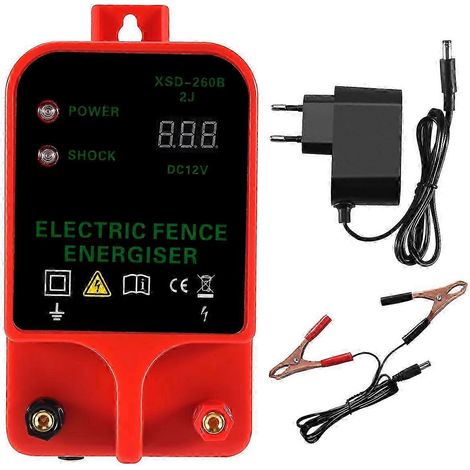 Clôture électrique pour bétail de 10 km, contrôleur d'impulsions haute tension, écran LCD étanche à décibels élevés, conforme à la norme UE P (1/4)