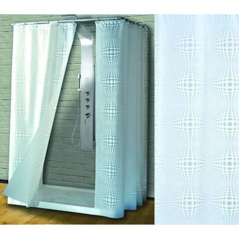 TENDA PER DOCCIA IN PEVA SFERA FONDO TRASPARENTE CON DECORI BIANCHI SANIPLAST