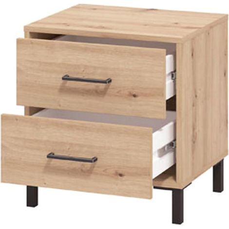 Comodino Clanezzo, 2 Cassetti, un Ripiano, Apertura Scorrevole, 48x40x52h cm Marrone Rovere Nodi