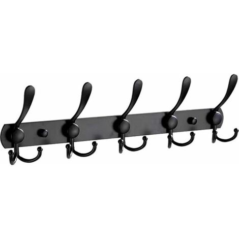Sturdy, non-slip wall-mounted coat rack with 5 hooks for home use, wall hook for home, model: black (1/5)