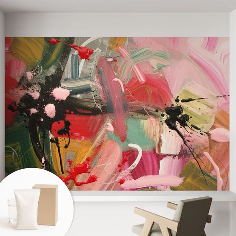 Papier peint intissé décoratif pour salon chambre et cuisine Facile à poser avec colle Chaos coloré 152x104 cm (1/5)