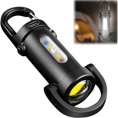 Mini Lampe Torche Porte Clef, Lampe Torche LED Rechargeable USB C, LED de Poche La vie résistant aux éclaboussures,7 modes d’éclairage Key Light pour Camping Urgence Pêche (1/5)