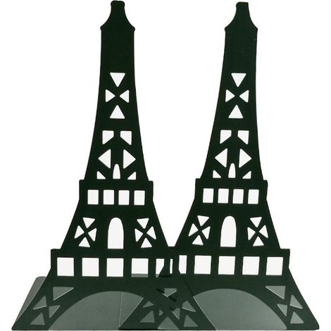 1 paire de serre-livres décoratifs tour eiffel en métal pour étagères, bureaux, etc. Le noir (1/4)