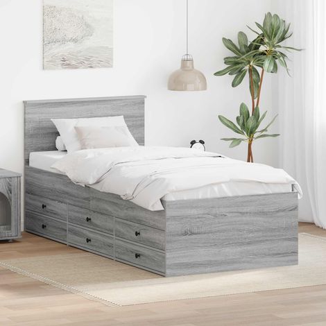 Tagesbett Grau Sonoma und Schwarz 100 x 200 cm Holzwerkstoff