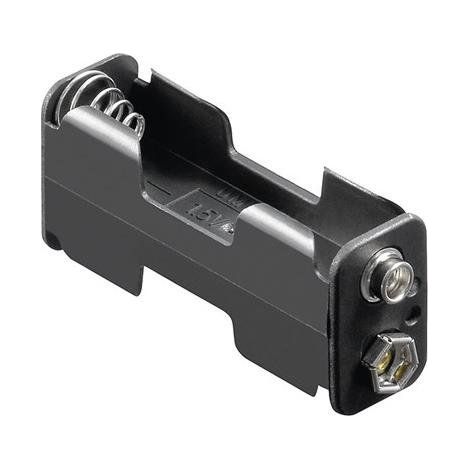 Portapilas para 2 pilas FR6, HR6, LR6  Negro