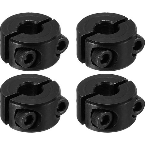 Alésage 6mm Collier de Serrage à Double Fente 16mm OD 9mm Épaisseur, 4 Pcs 45Acier au Carbone Type Collier de Serrage avec Vis de Réglage pour Industrie Machines-Outils, Noir