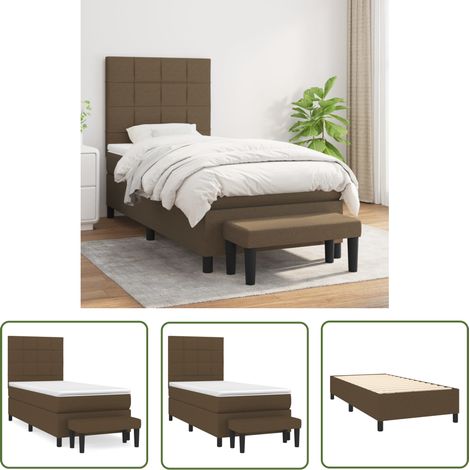 The Living Store Boxspringbett mit Matratze Dunkelbraun 100x200 cm Stoff - Boxspringbett - Doppelbett - Bettenrahmen - Schlafraum - Wohnbereich (1/5)