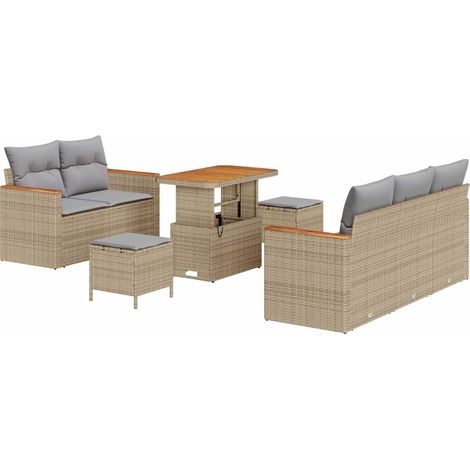 Garden Sofa Set 10 pcs Beige and Light Grey Poly Rattan vidaXL (1/5)