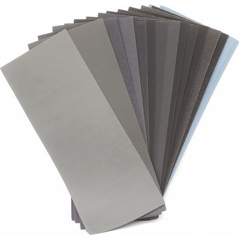 Schleifpapier-Set. Ultrafeines Schleifpapier, Körnung 120 bis 10000, 17 Körnungen, geeignet zum Schleifen von Metall und Holz (9 x 3,6 Zoll Blätter, 17 Blatt). (1/5)